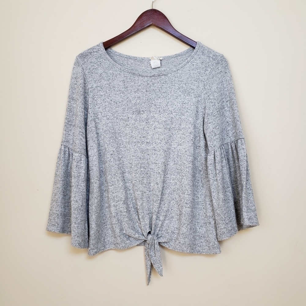 CAUTION TO THE WIND Front Tie Sweater